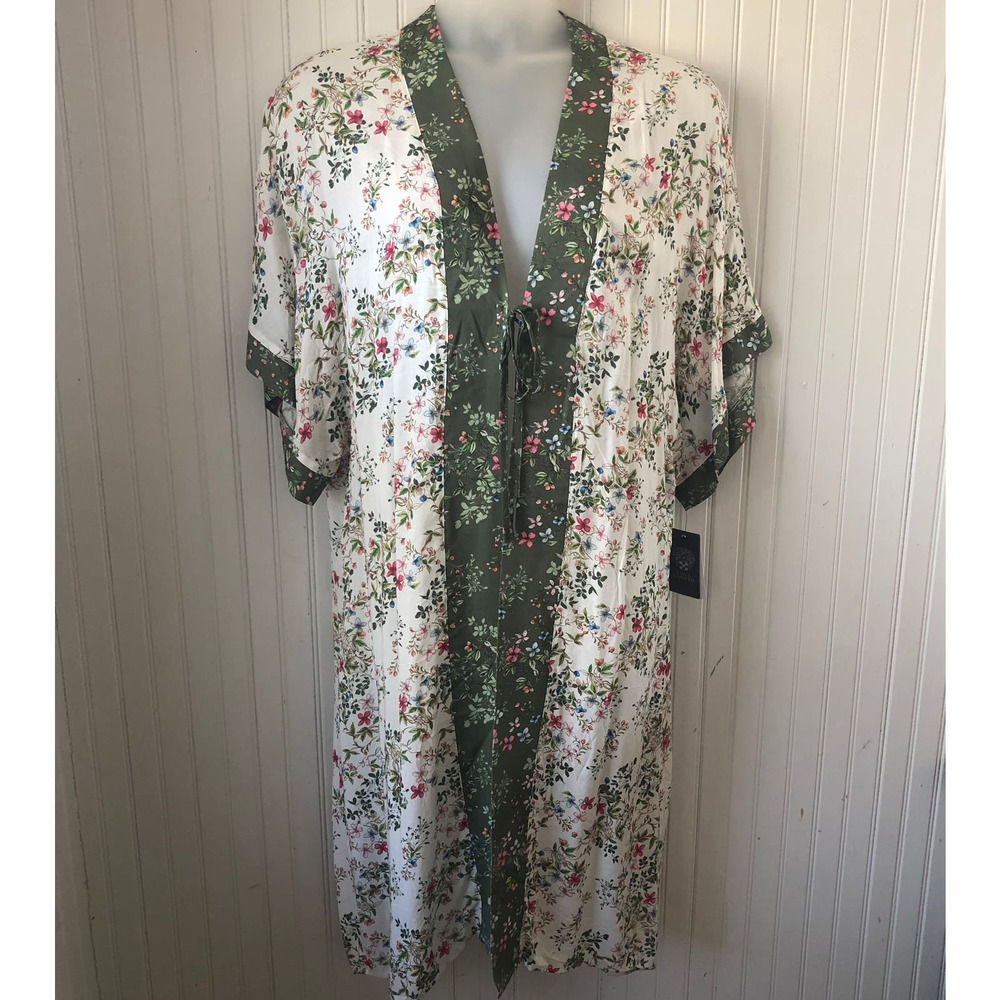 VINCE CAMUTO Retail $162 Picadilly Garden Kimono MIDI Cover Up L